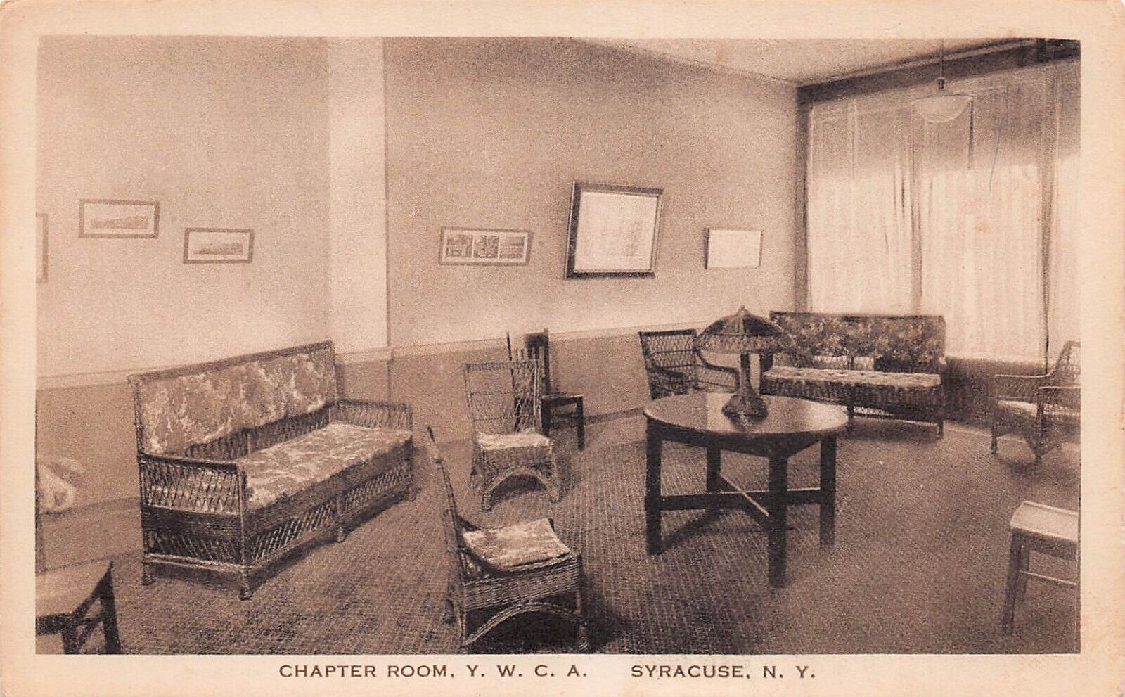 Syracuse NY New York YWCA Interior Chapter Room Vtg Postcard C41