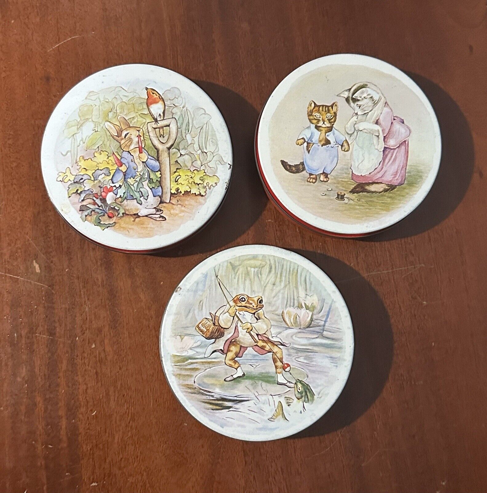Lot of 3 Huntley Palmers Biscuit Tins Tom Kitten Jeremy Fisher Peter Rabbit