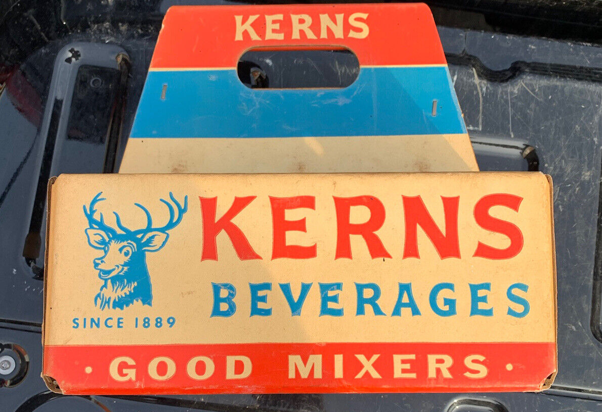 1940s Kerns Beverages cardboard Six Pack Soda Carrier Original Vintage