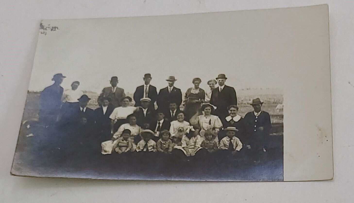 Vintage Real Photo Postcard Large Group of Adults and Children Unmailed