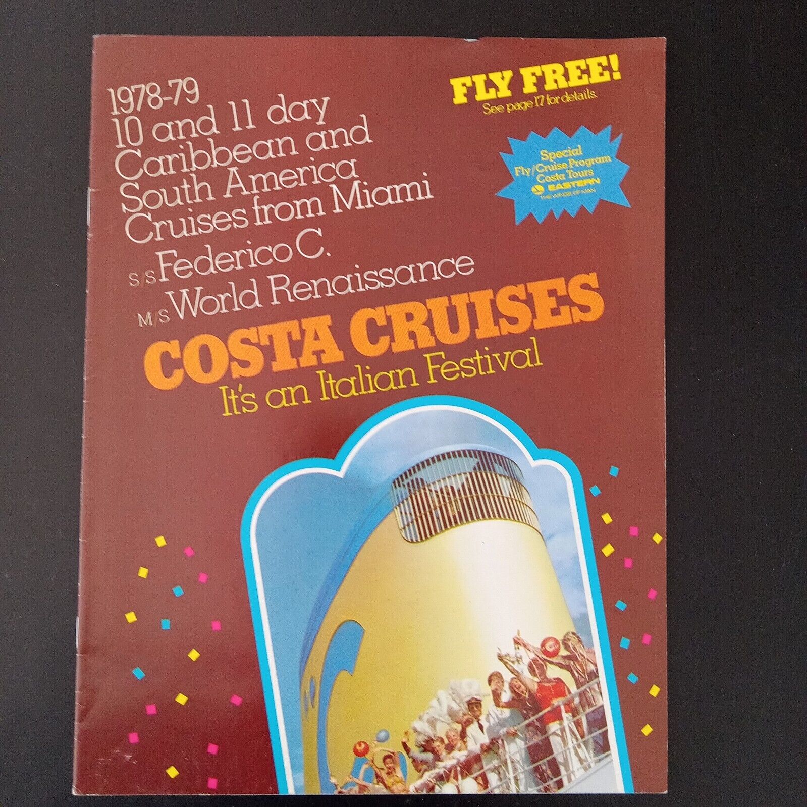 SS FEDERICO C. MS WORLD RENAISSANCE Costa Cruises Brochure 1978/1979 Deck Plan