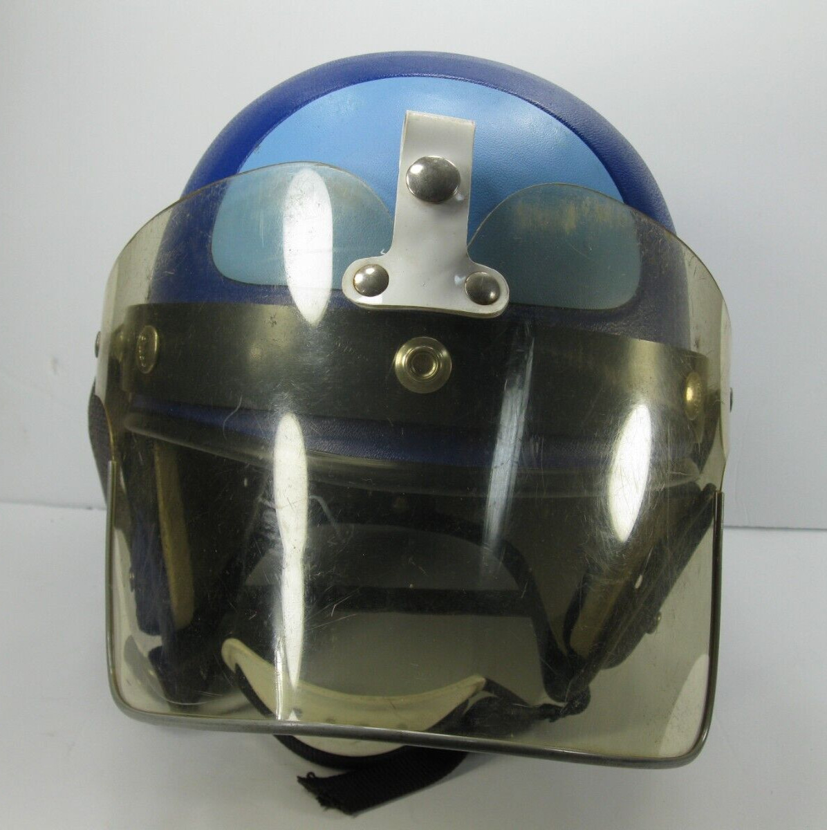 BUCO Half Shell Police Trooper Riot Helmet Blue w/ Shield 2-Tone Blue VINTAGE