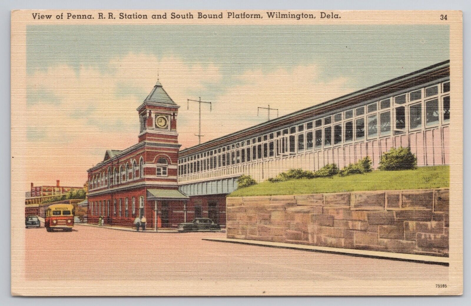 Pennsylvania Railroad Station South Bound Platform Wilmington Delaware Postcard