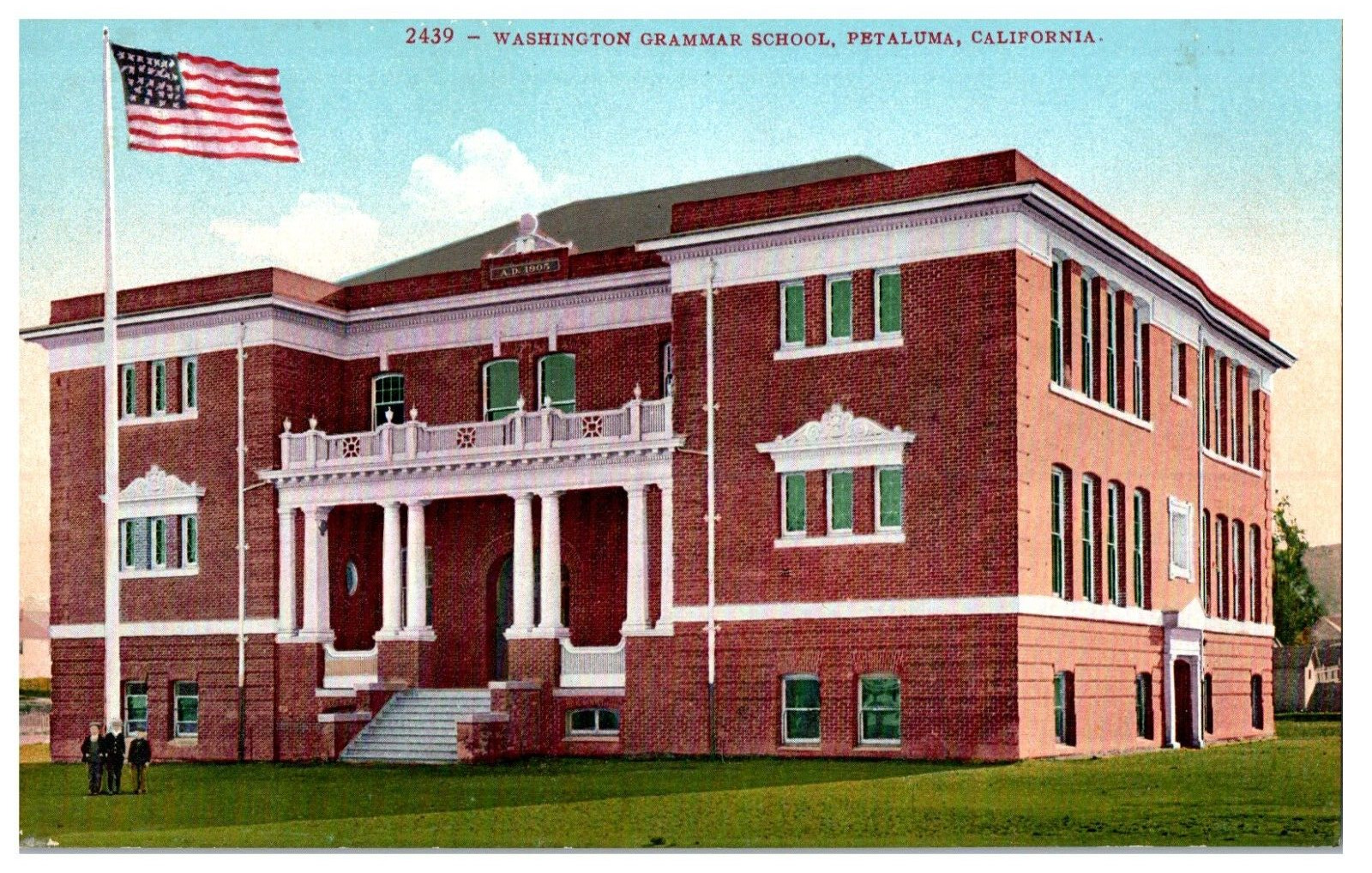Washington Grammar School Petaluma CA Mitchell Postcard 2439