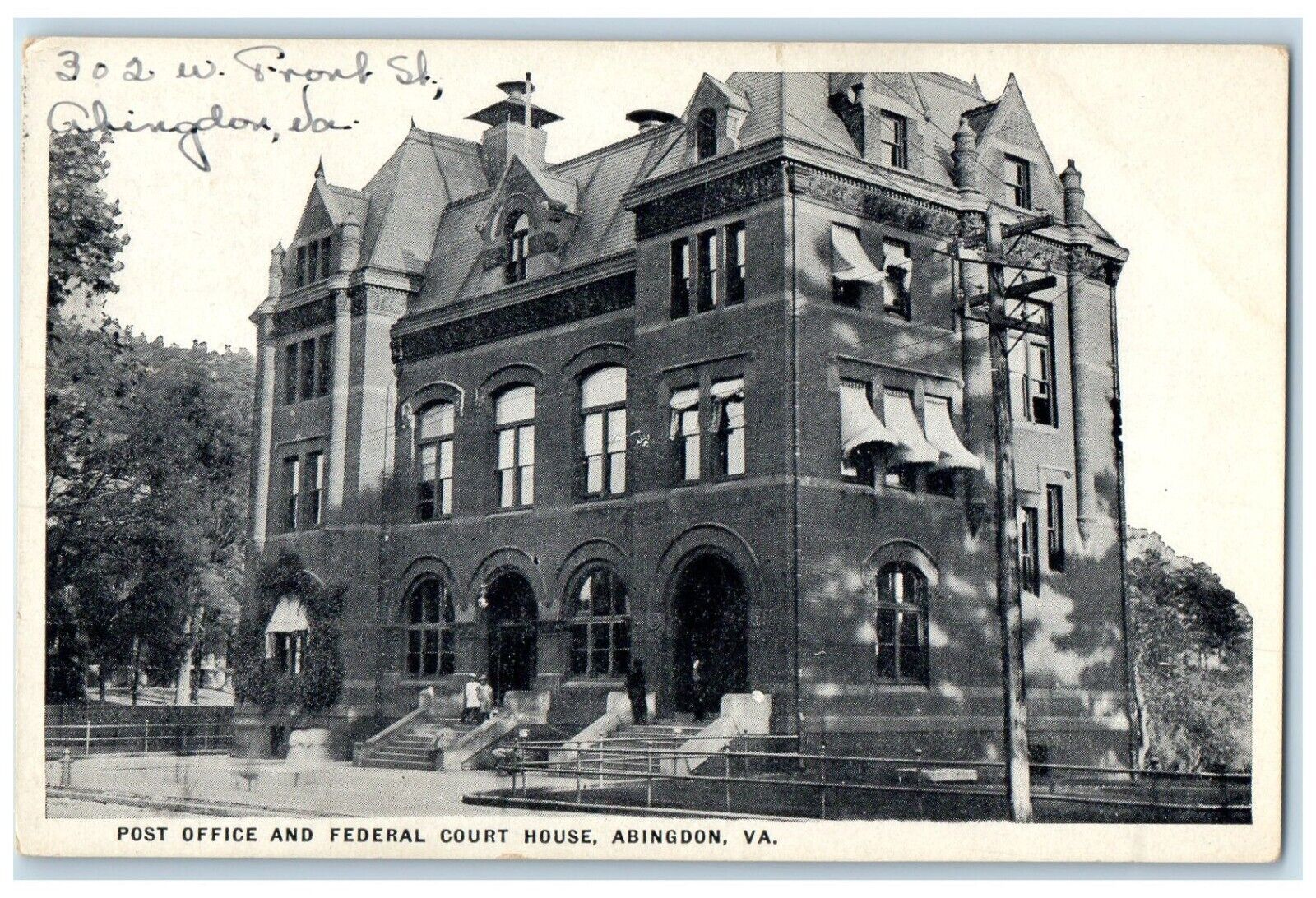 c1940 Post Office Federal Court House Abingdon Virginia Vintage Antique Postcard