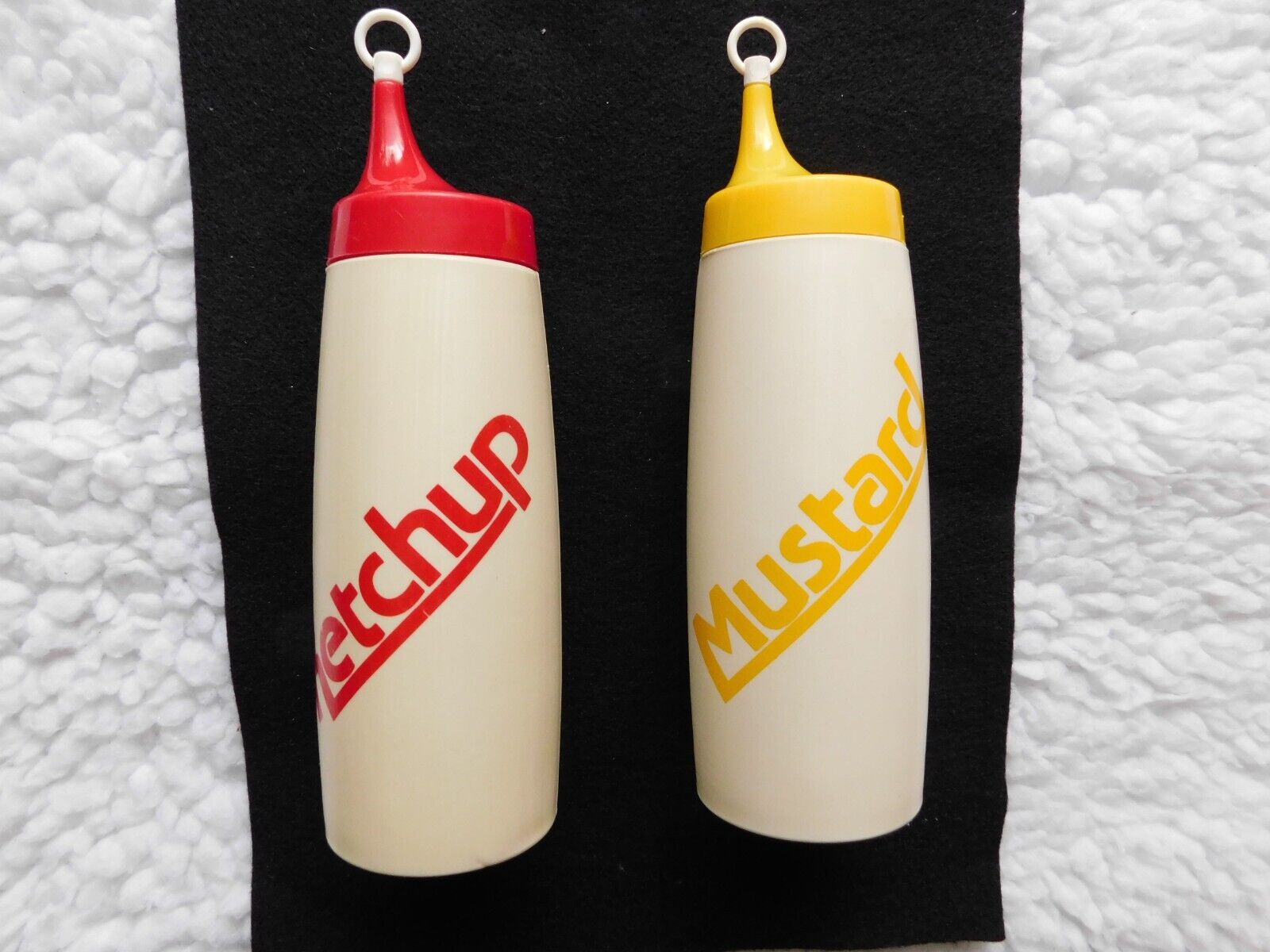 Vintage Plastic Ketchup and Mustard Squirt Bottles Used 1970’s  Set