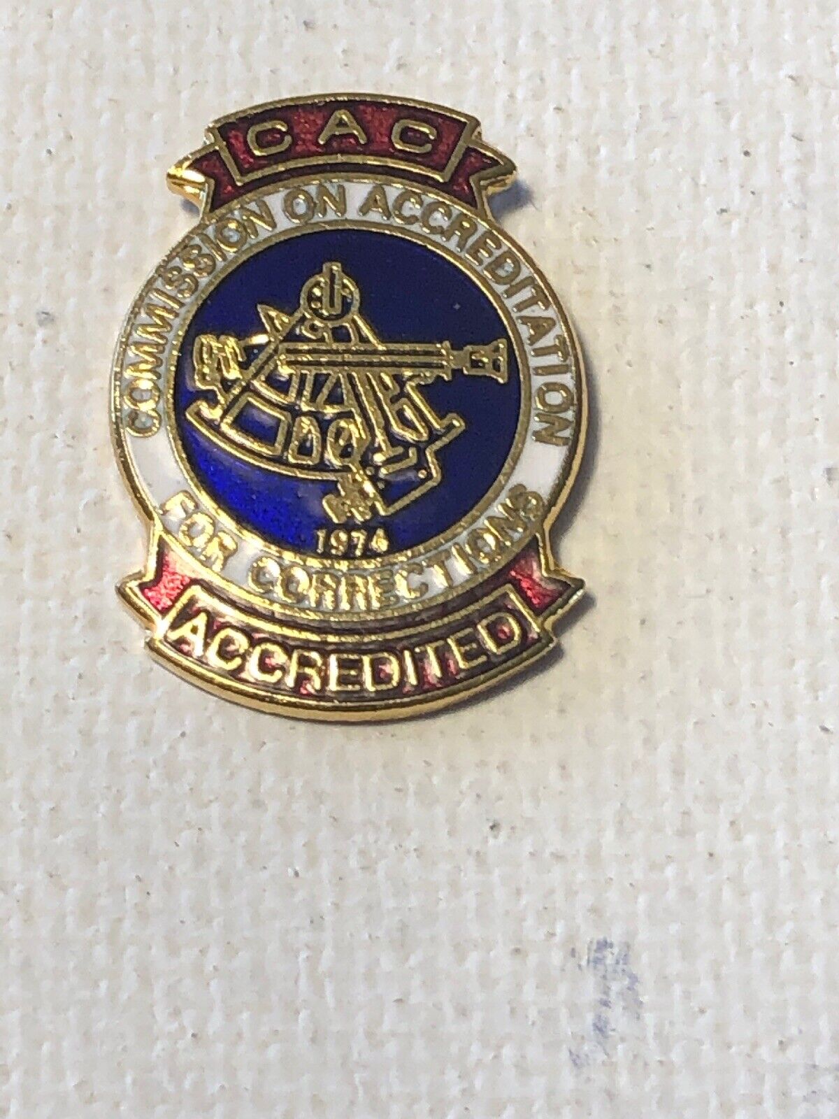 RARE 1974 CAC Commision On Accreditation For Corrections ACCREDITATED Lapel Pin
