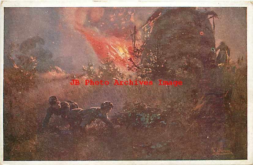 German Red Cross, Kriegshilfsburo No 266, Artist Fr Jung, Destroyed Machine Gun