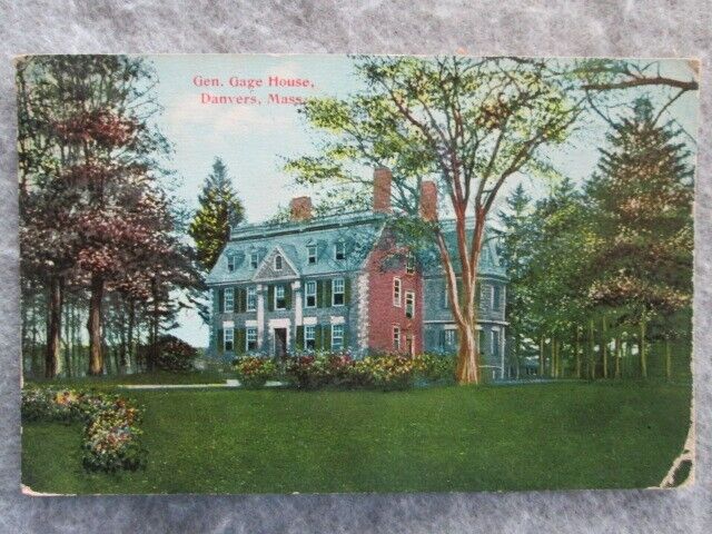 Antique General Gage House, Danvers, Massachusetts Postcard 1916