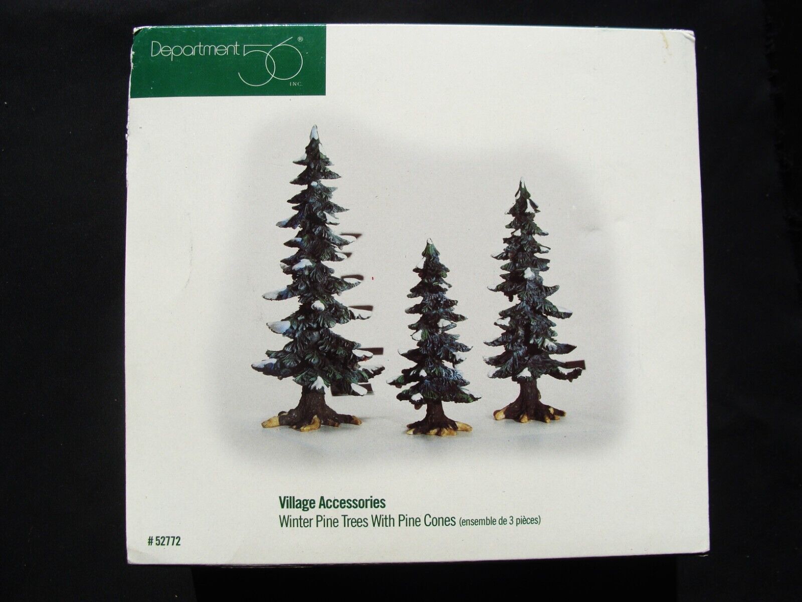 Department 56 Village Accessories 3 Winter Pine Trees w Pine Cones #52772 VG