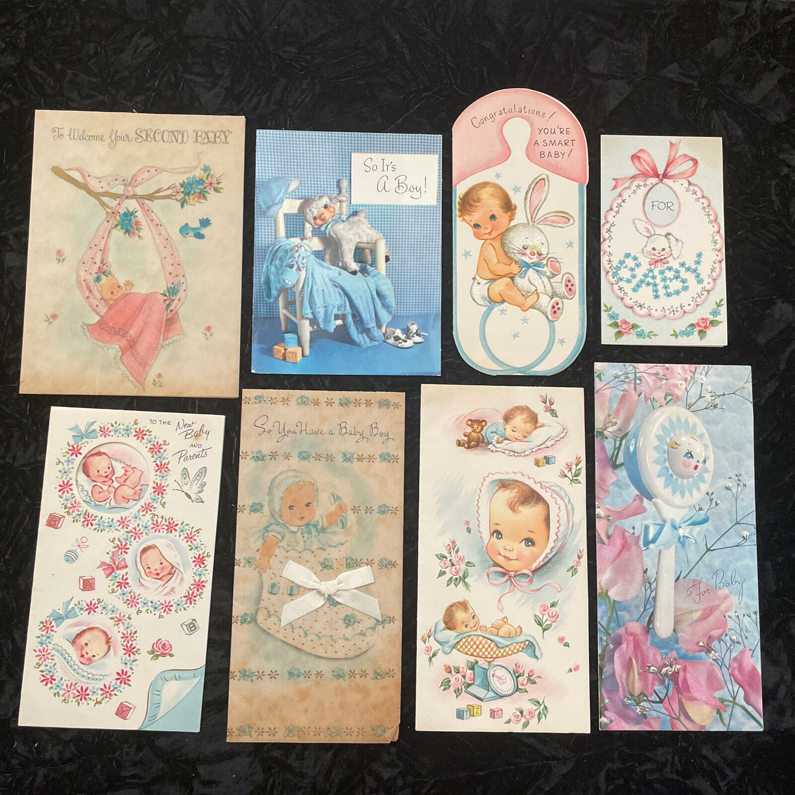 Lot of 8 Used Vintage 1960s Baby Congratulations Shower Cards | Buzza-Cardoza +