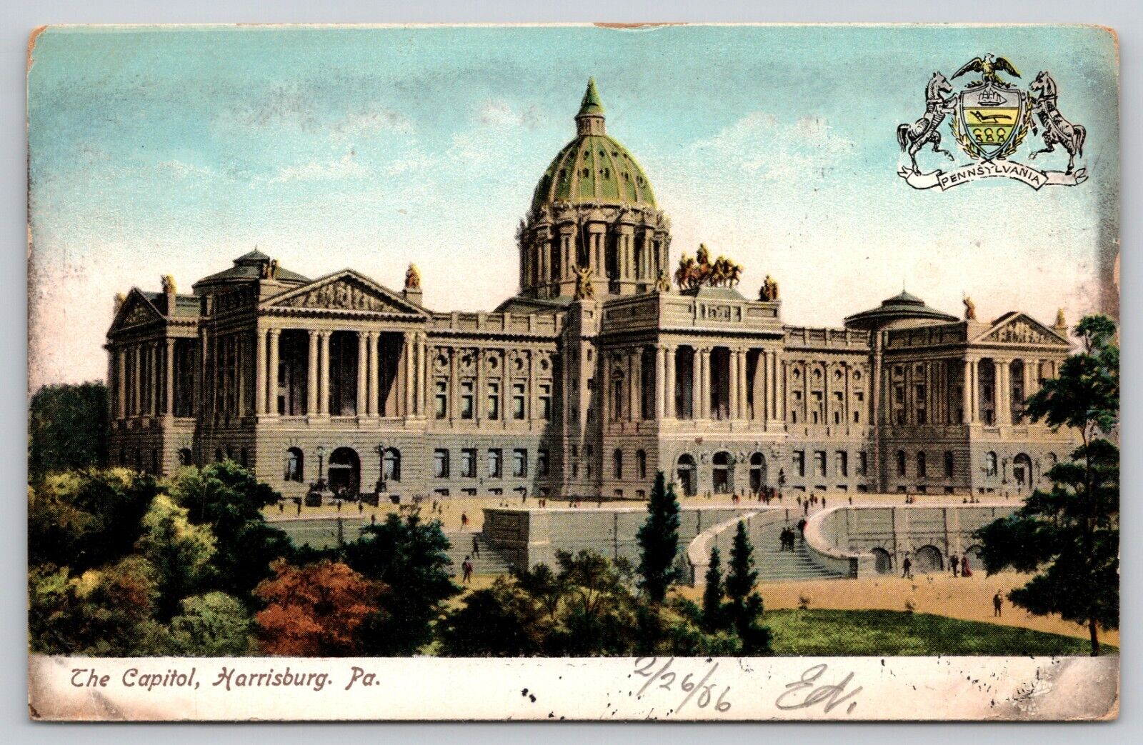Postcard PA Harrisburg The Capitol UDB A16