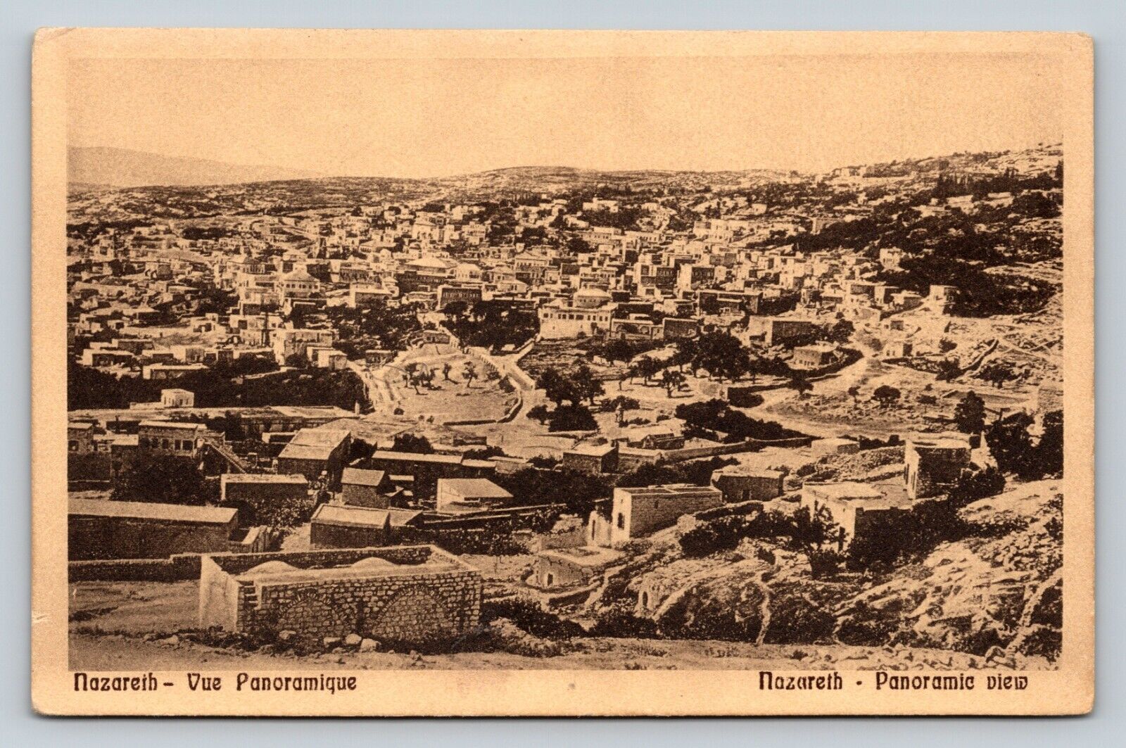 Panoramic View Nazareth Israel Vintage Postcard 0480