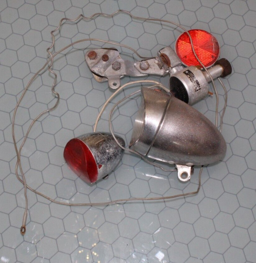 Vintage Schwinn Headlight with Rear Light Generator, for parts or repair AS IS