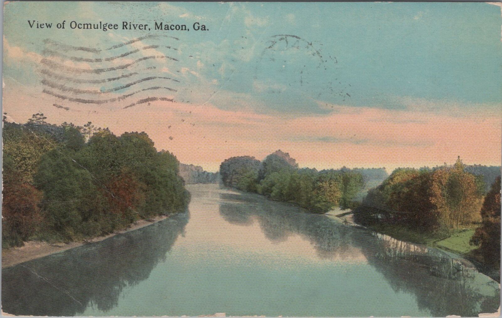 Ocmulgee River Macon Georgia 1913 PM Postcard