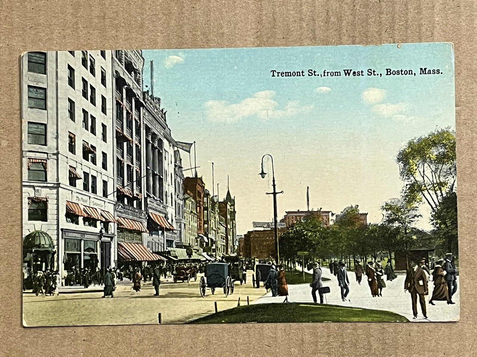 Postcard Boston MA Tremont Street Park Street Brimstone Corner Massachusetts