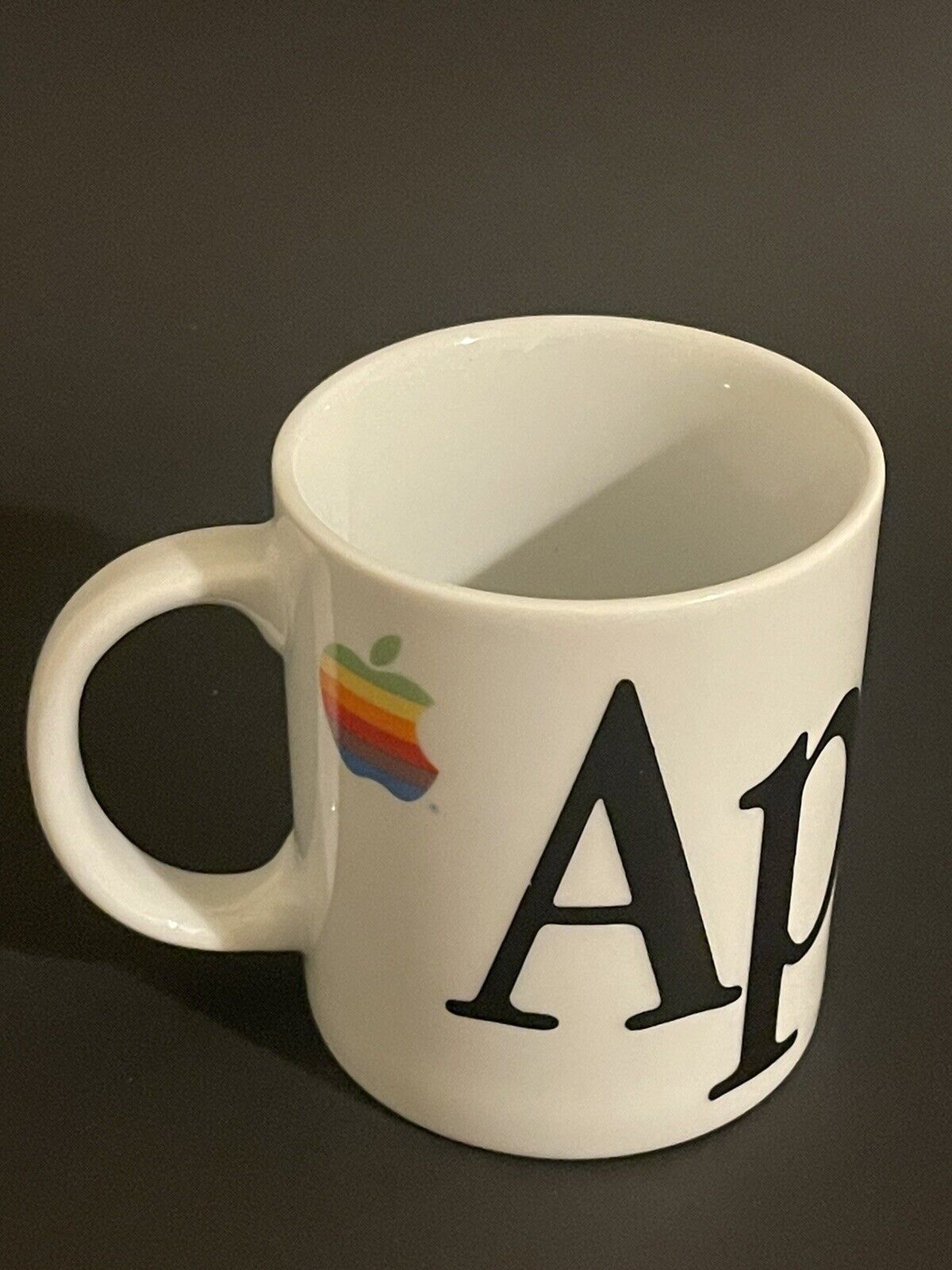 Vintage Apple Computers Macintosh Coffee Mug Rainbow Wrap Around Letters 80s