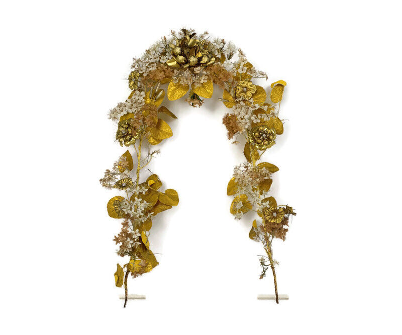 Antique Bridal Wedding Silk Flowers porcelain Ormolu Wreath Boucquet 19th centur