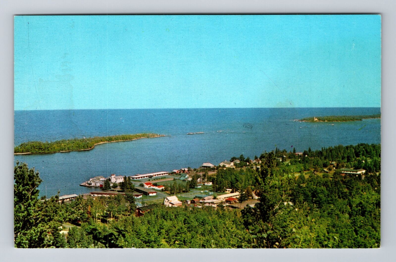 Copper Harbor MI-Michigan, Aerial Copper Harbor Brockway Drive, Vintage Postcard