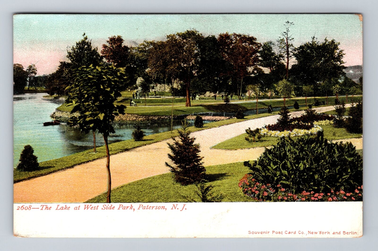 Paterson NJ-New Jersey, Lake at West Side Park, Antique Vintage Postcard