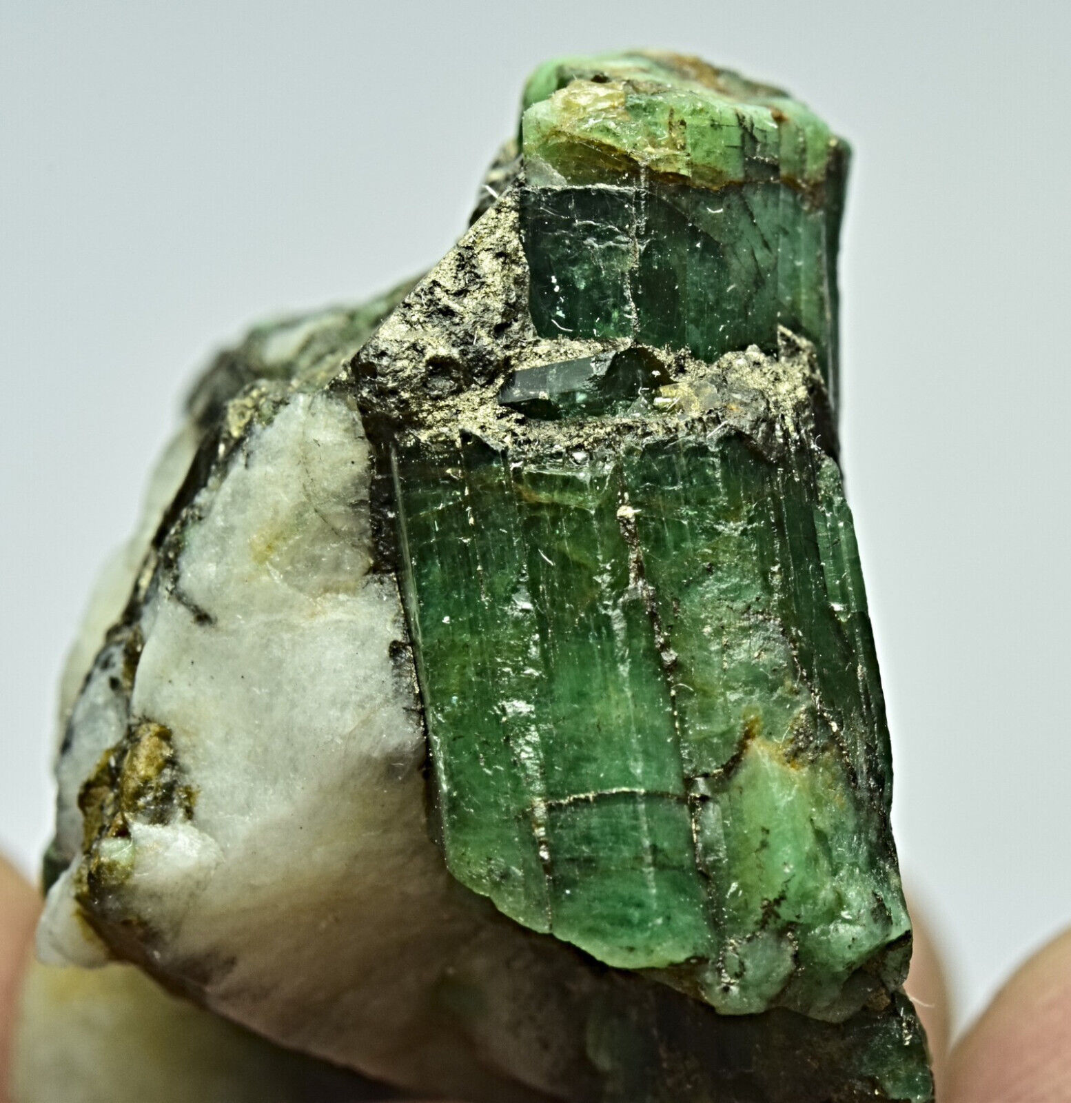 145 Carat Natural Green Color Emerald Crystal Specimen With Pyrite & Quartz