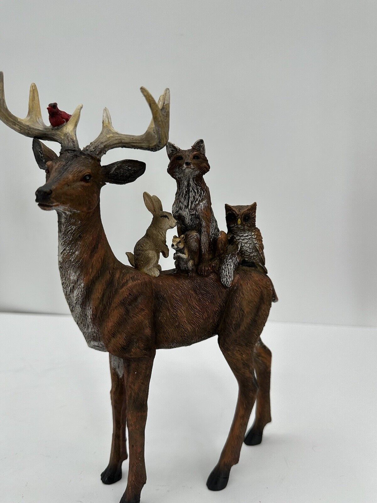 Melrose International Stately Stag Deer with Woodland Friends Figurine EUC