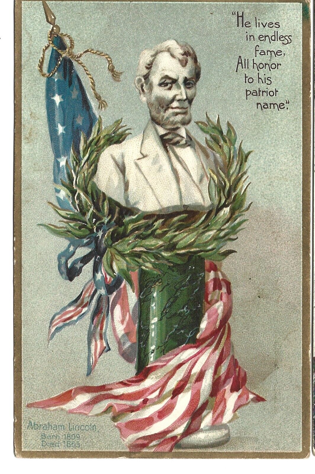  Postcard - Abraham Lincoln bust - Tuck\'s Post Card 1909