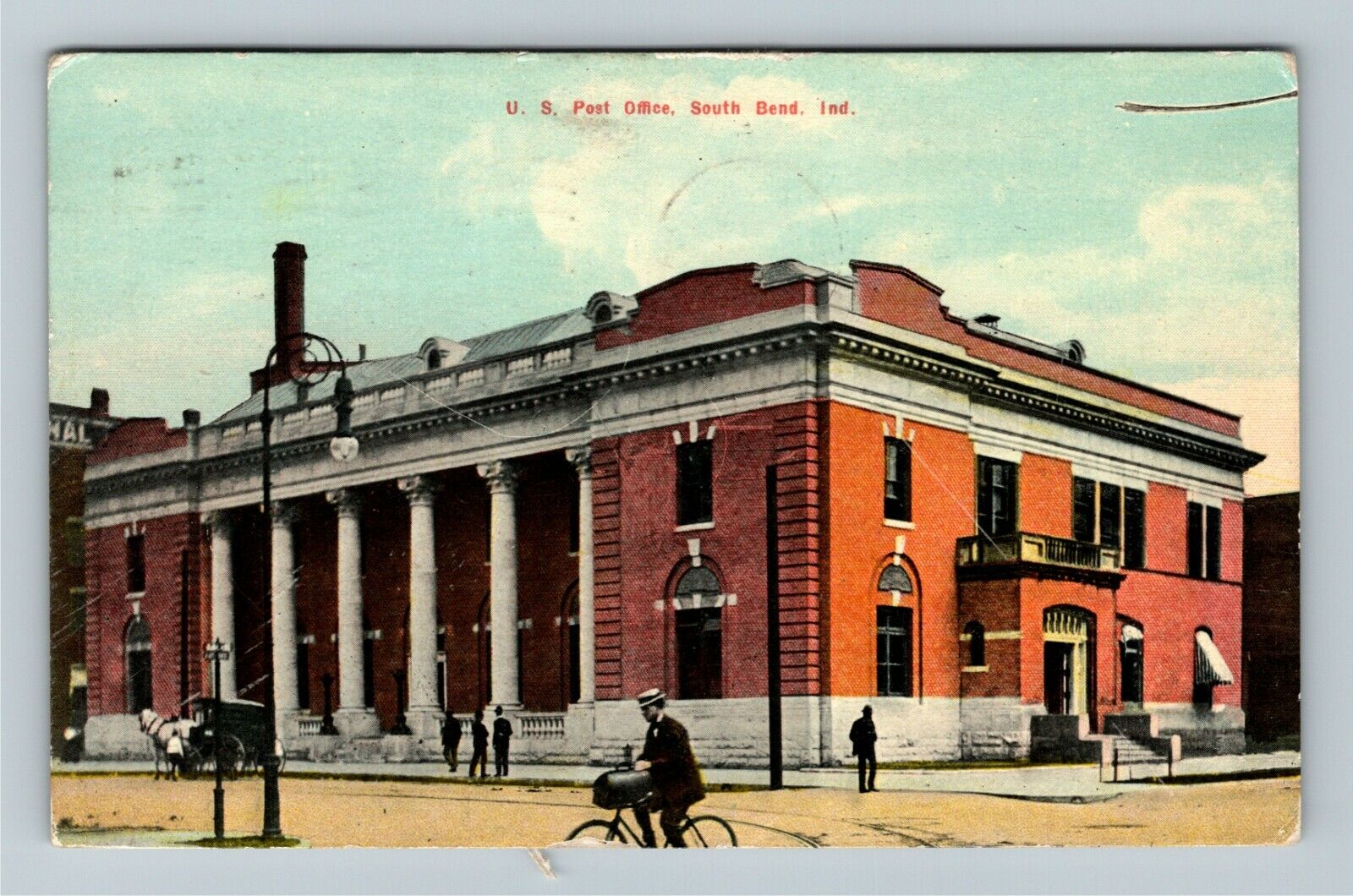South Bend IN Indiana, US Post Office c1910 Vintage Souvenir Postcard