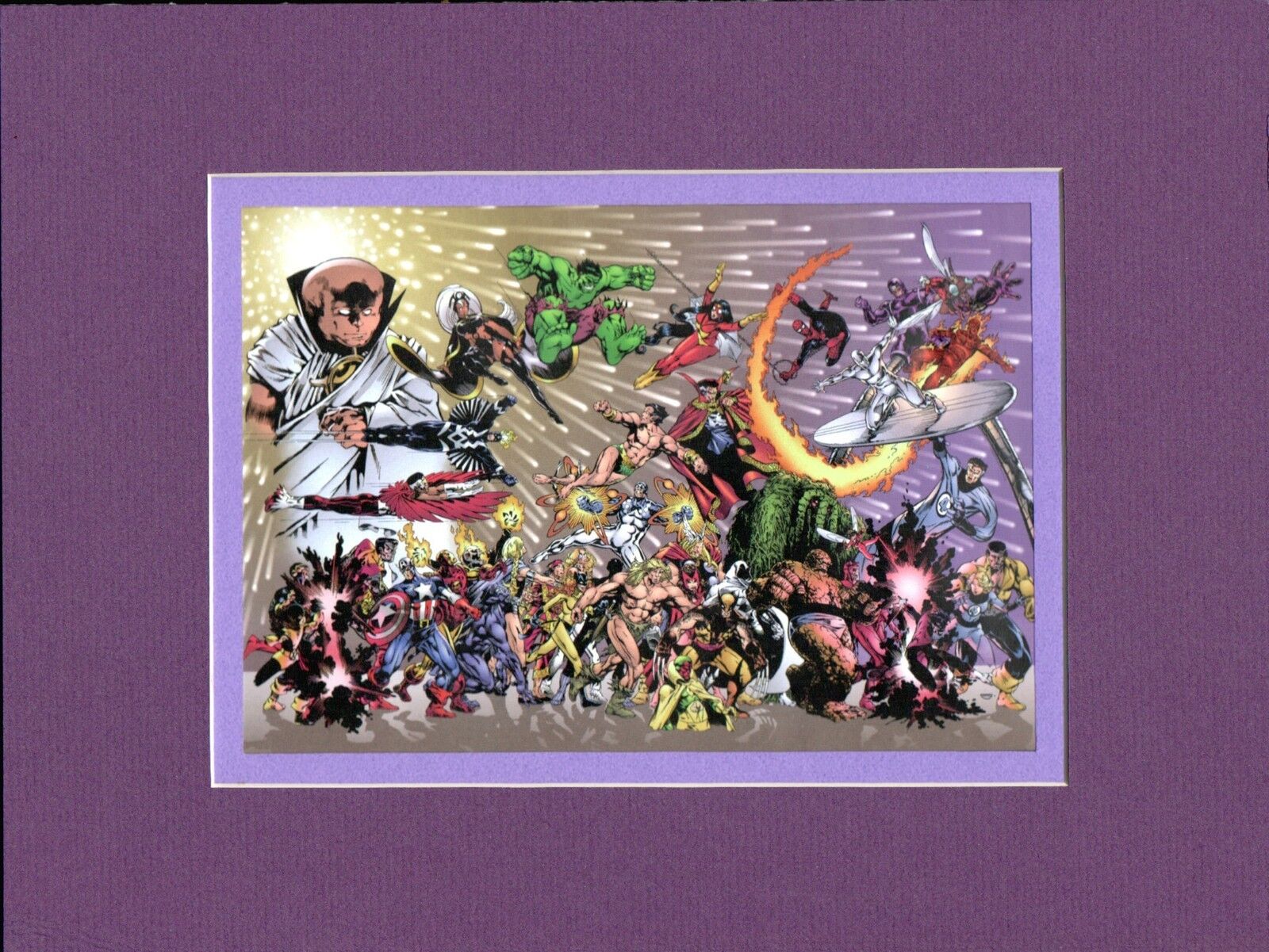MARVEL SUPER HERO UNIVERSE PROFESSIONALLY MATTED PRINT Frame Ready Golden