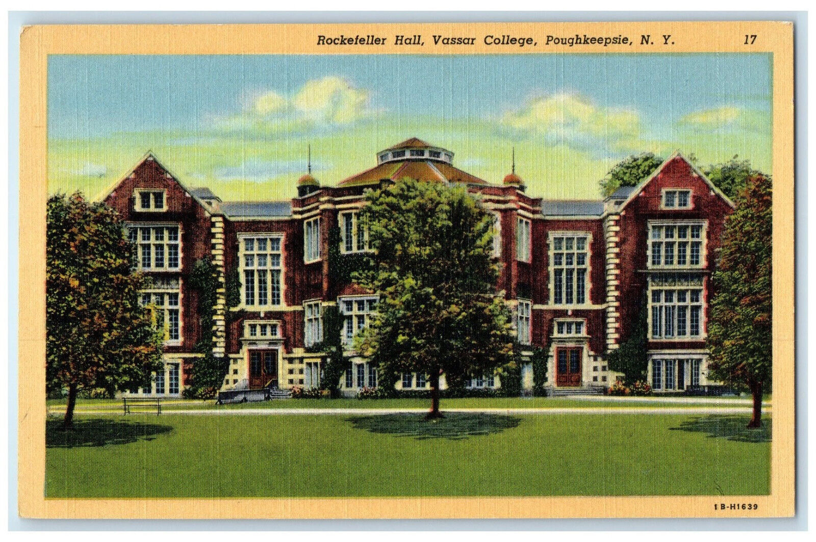 c1940's Rockefeller Hall Vassar College Poughkeepsie New York NY Postcard