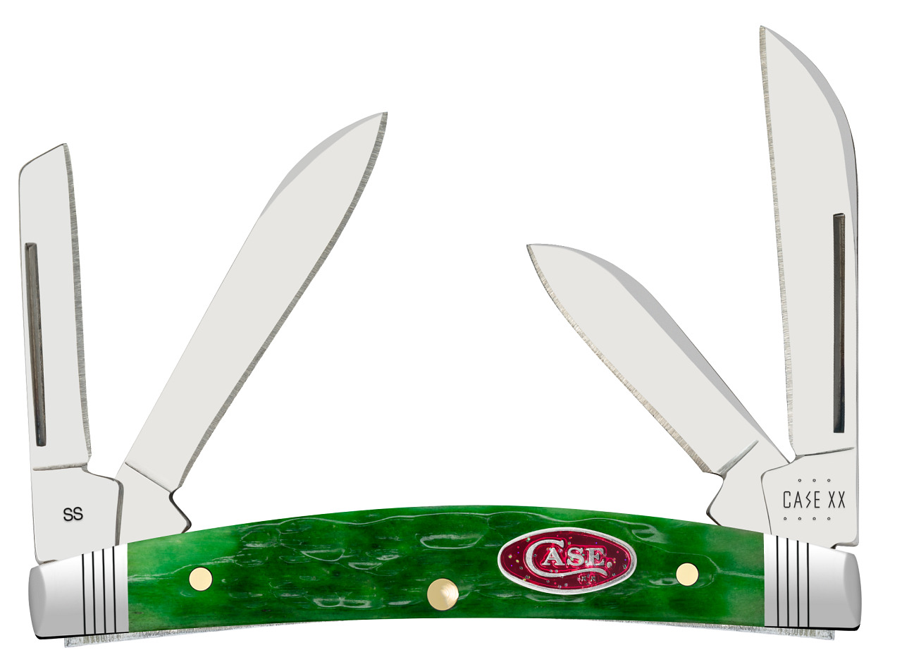 Case XX Magician\'s Small Congress 10932 Green Red Bone Stainless Pocket Knife
