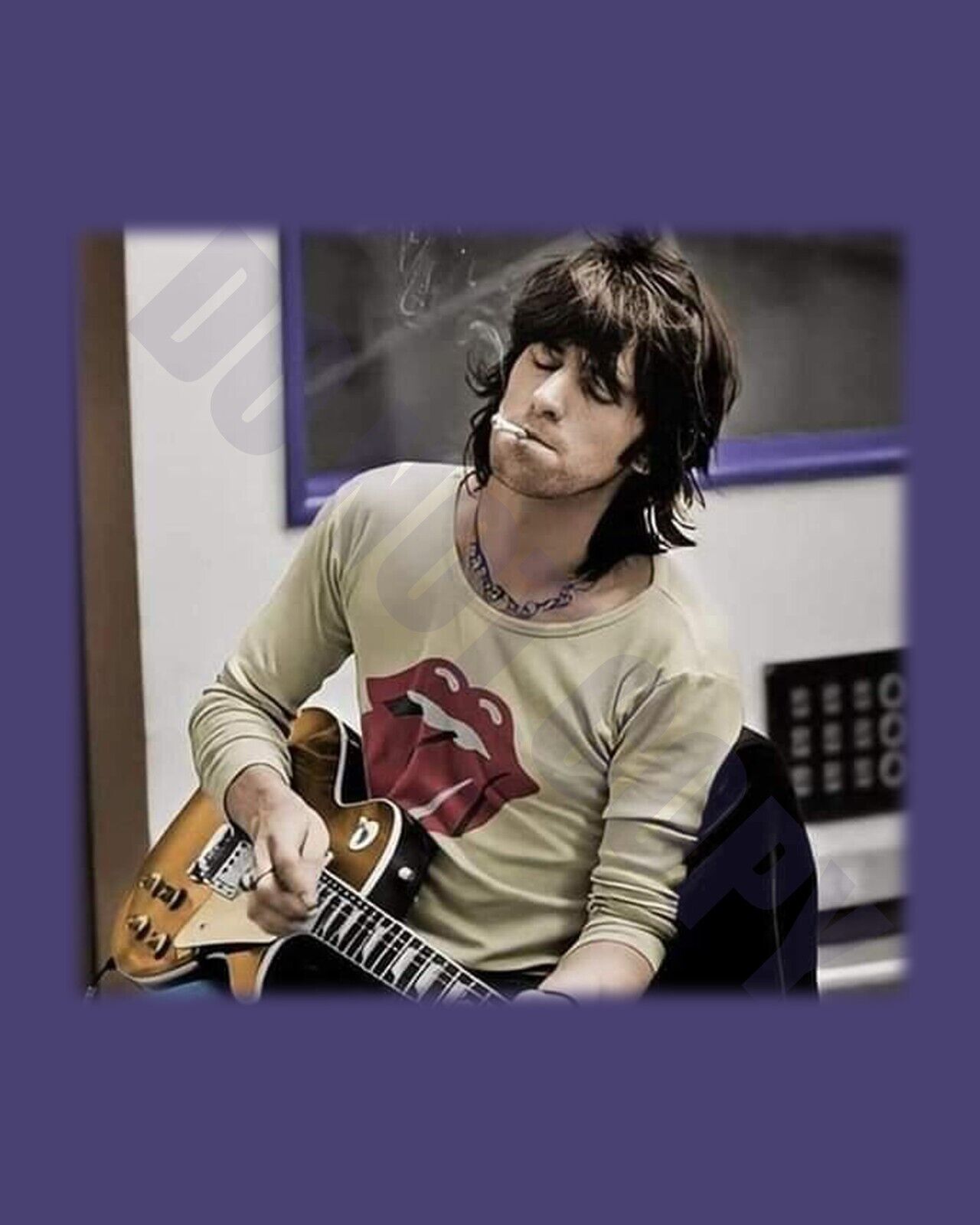 KEITH RICHARDS Rolling Stones Playing Guitar Smoking T-shirt 8x10 Photo