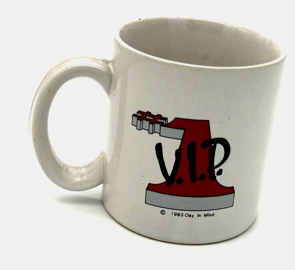 Vintage 1983 #1 V.I.P. Very Important Person Ceramic Coffee Mug Cup Clay in Mind