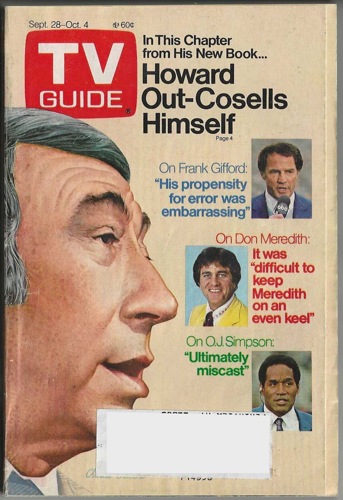 1985 TV Guide Sept 28-Oct 4 Howard Out-Cosells Himself NY Metro Edition