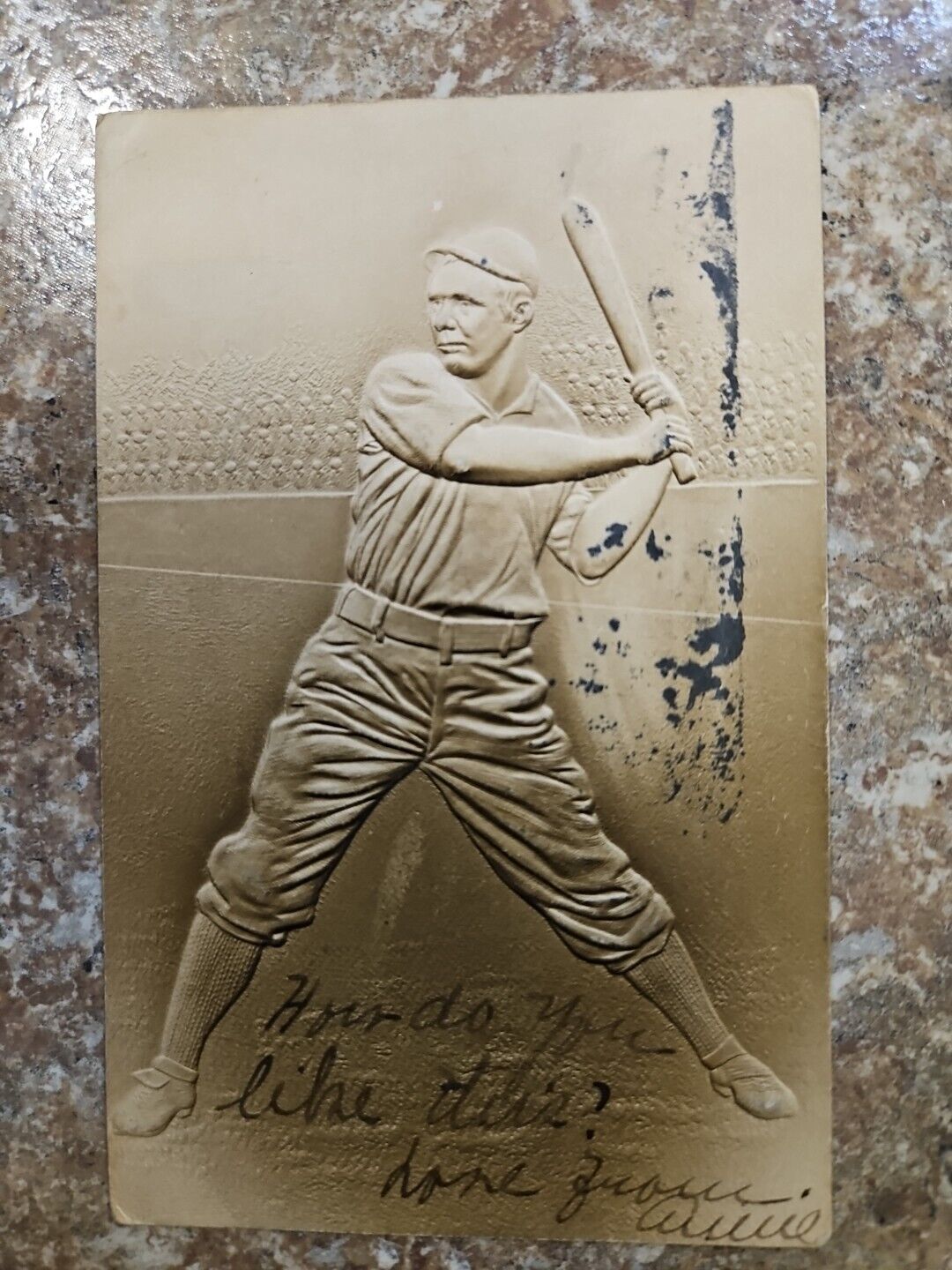 Vintage Embossed Postcard 1907 Baseball Card  RARE ANTIQUE  Ty Cobb