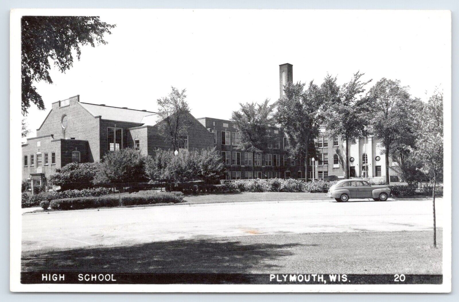 c1940s RPPC Plymouth Wisconsin High School Vtg Sheboygan County WI Postcard