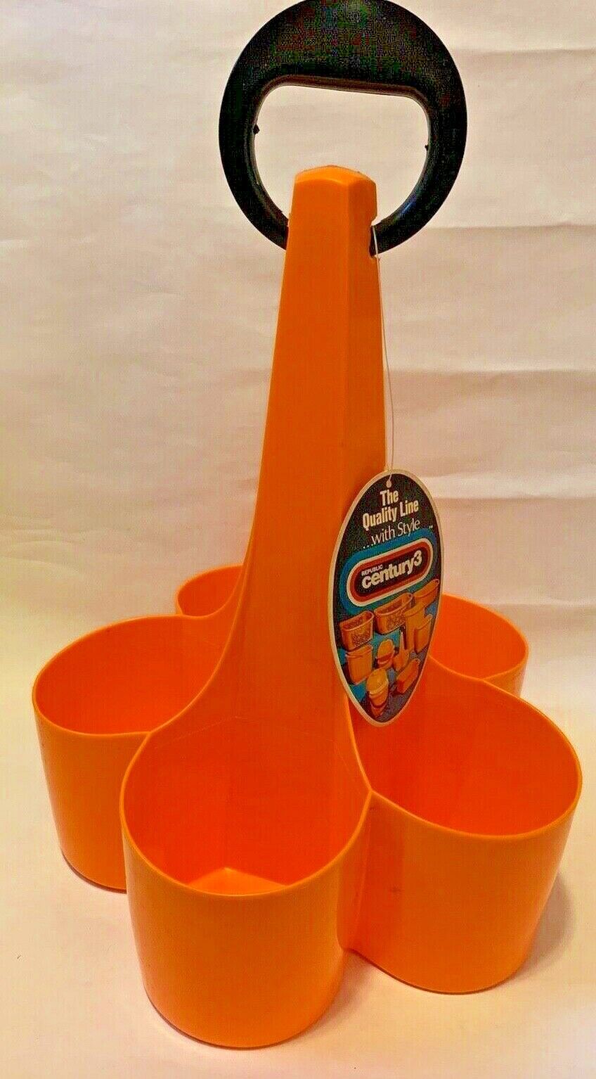 Vtg SULO Orange Plastic WINE CARRIER Luigi Colani mcm panton eames bottle NOS