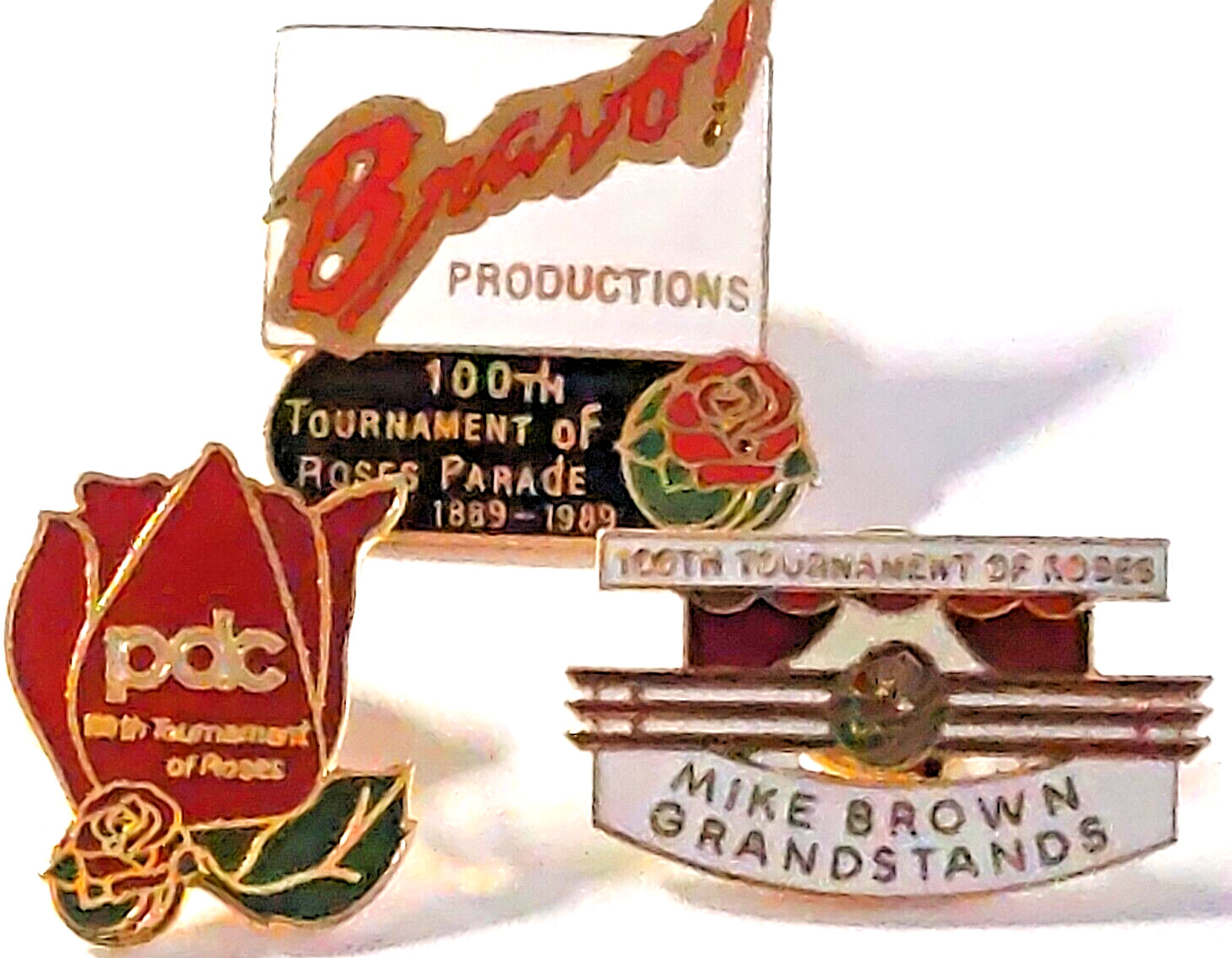 Rose Parade 1989 100th Tournament of Roses Lapel Pins Lot of 3 (5)