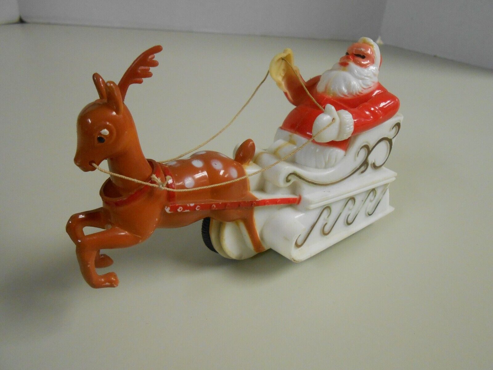Vintage Elmar Santa and Sleigh with Reindeer Friction Toy