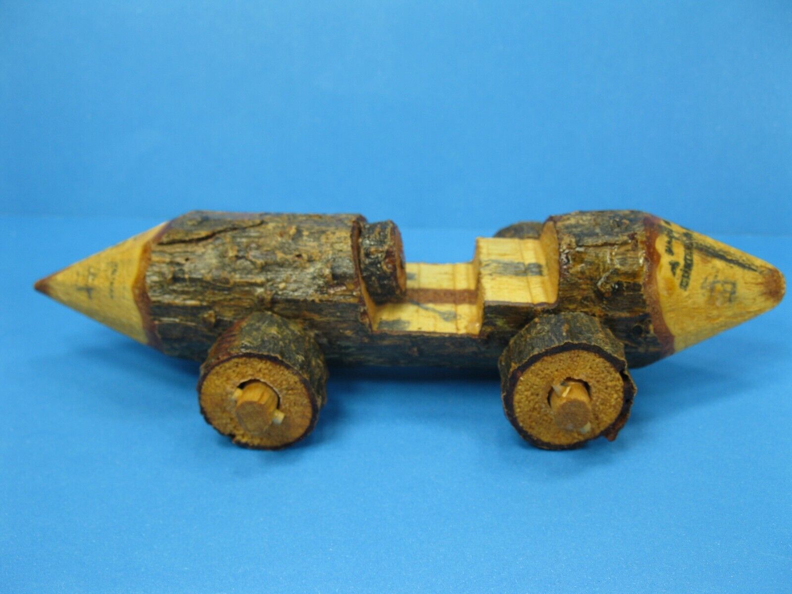 Bedrock City Custer SD Flintstones Barney Rubble Wood Carved Log Car VTG RARE
