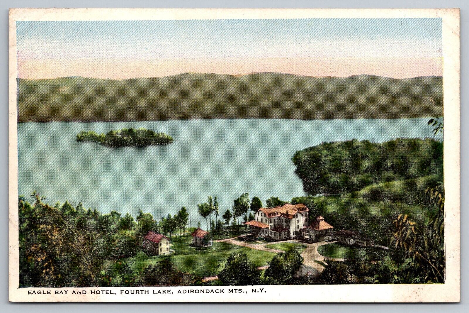 Eagle Bay And Hotel, Fourth Lake, Adirondacks NY Vintage Postcard