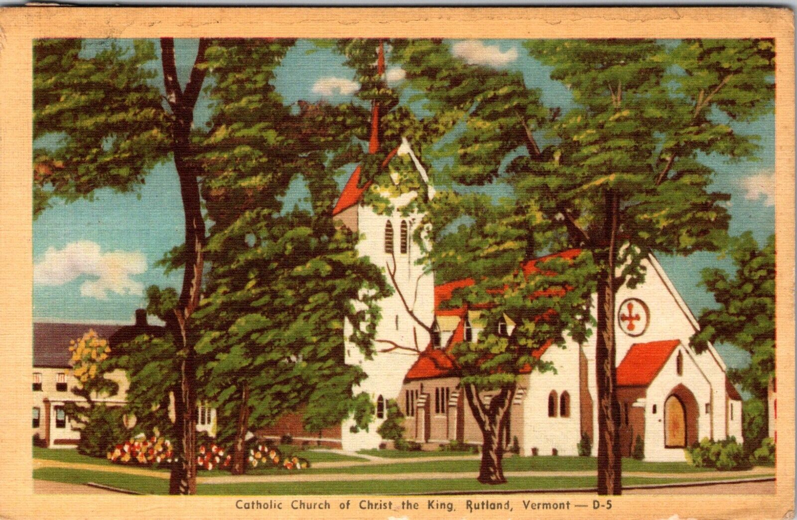 Rutland, VT Vermont Catholic Church of Christ the King Vintage Postcard I191