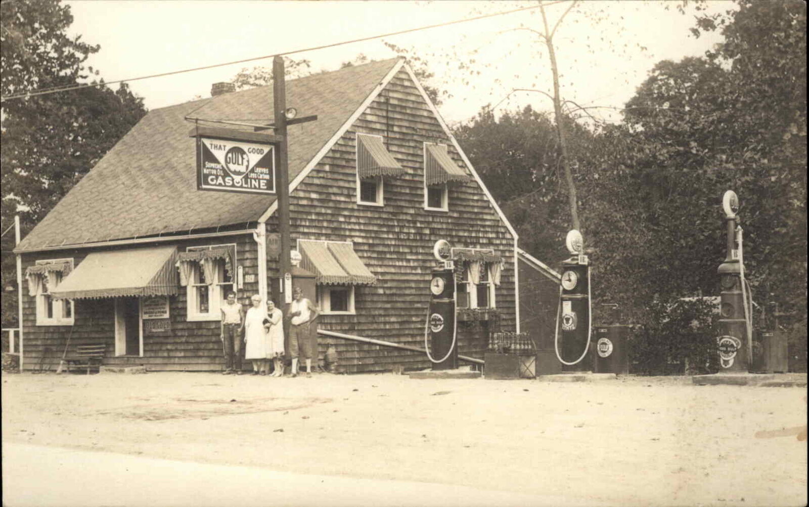 Gulf Gas Station Southington CT Connecticut on Back Aunt Sarah's Store RPPC