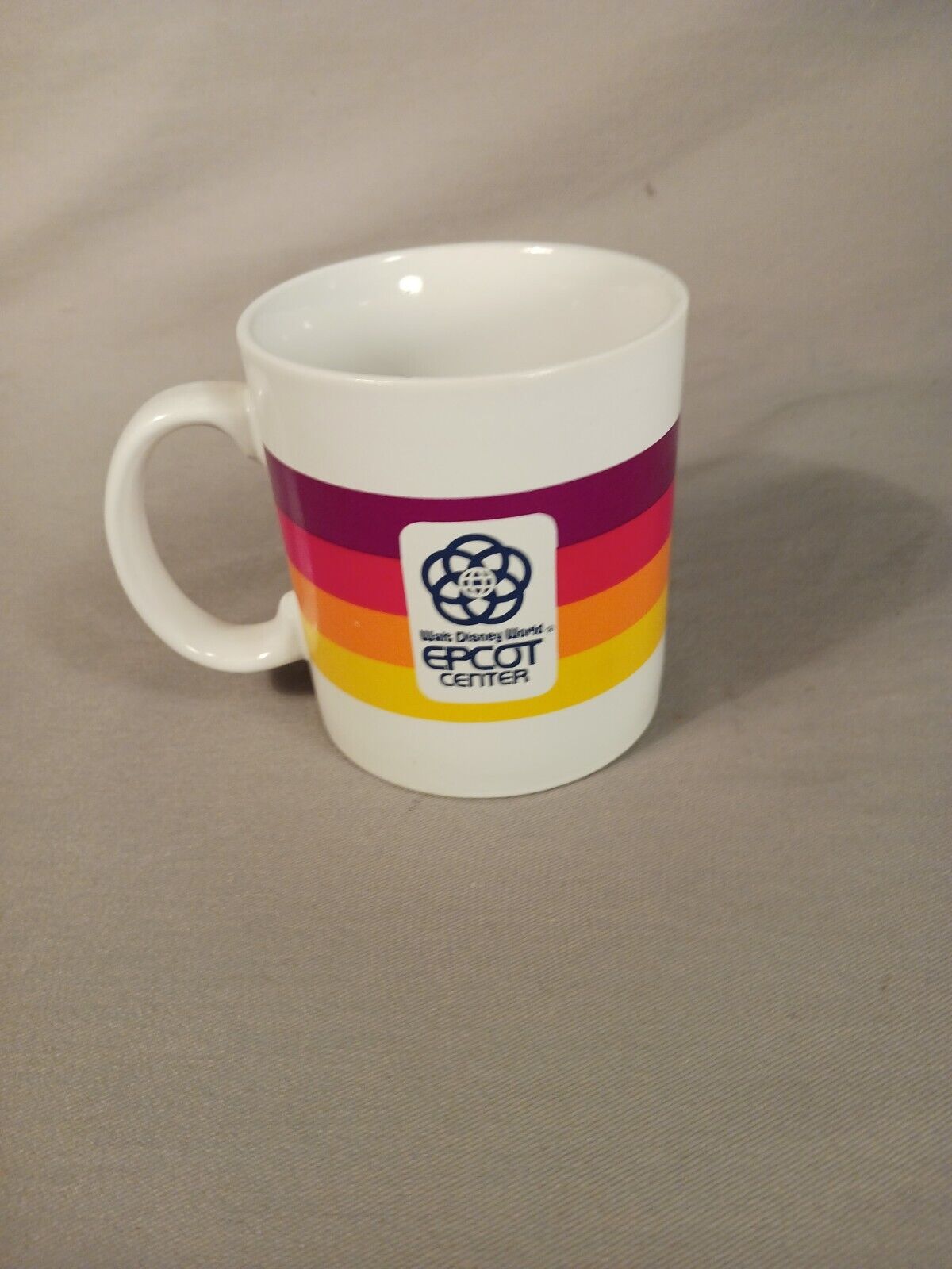 Vintage Epcot Center Walt Disney World Striped Ceramic Coffee Cup Mug Japan