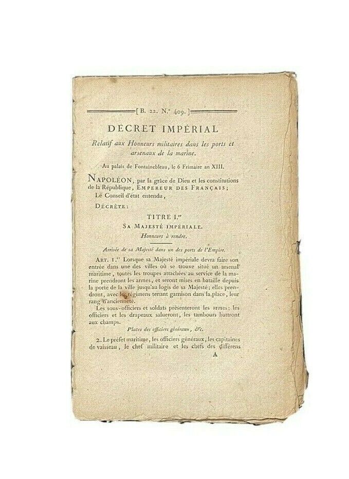 Napoleon Imperial Decree Relating to Military Honors
