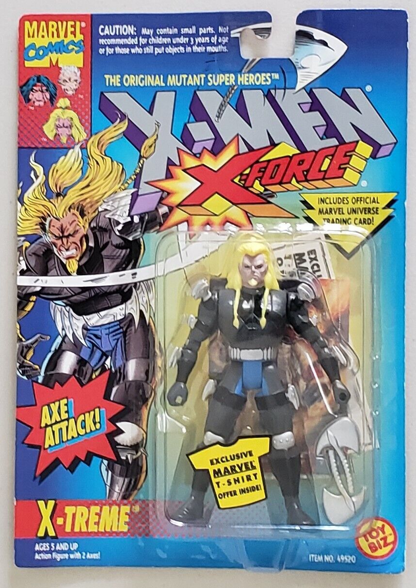 X-MEN X-FORCE X-TREME WITH AXE ATTACK ACTION AND MARVEL UNIVERSE TRADING CARD