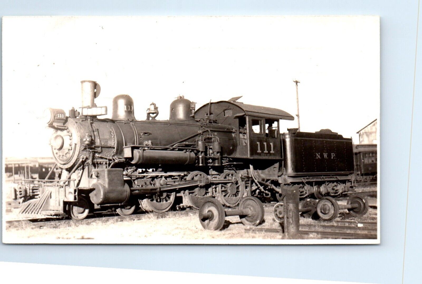 N.W.P. Northwestern Pacific Railroad Engine 111 Trimmed RPPC Postcard 1941