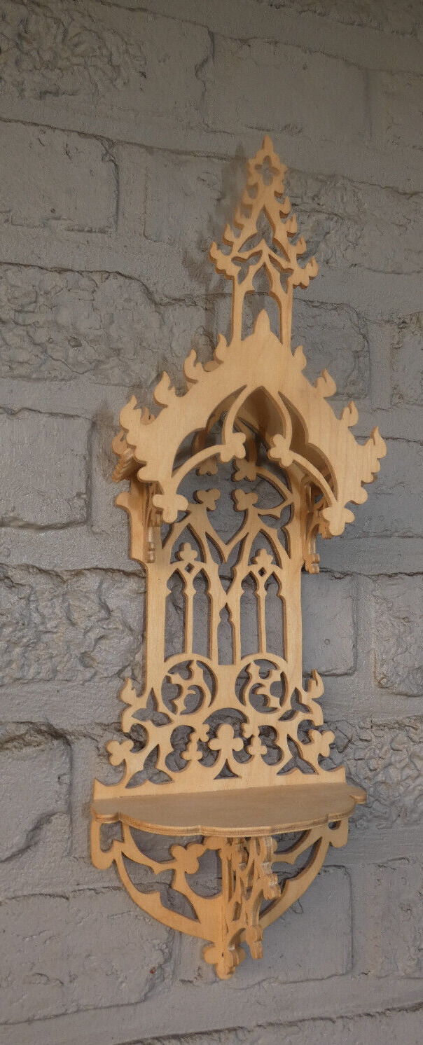 Vintage wood cut wall niche chapel for saint statue religious
