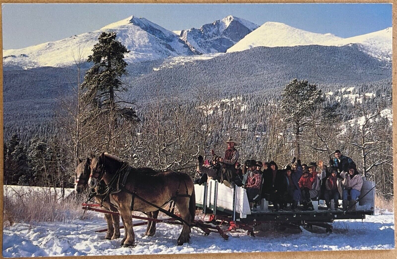 Estes Park Colorado Aspen Lodge Wagon Ride Postcard c1970