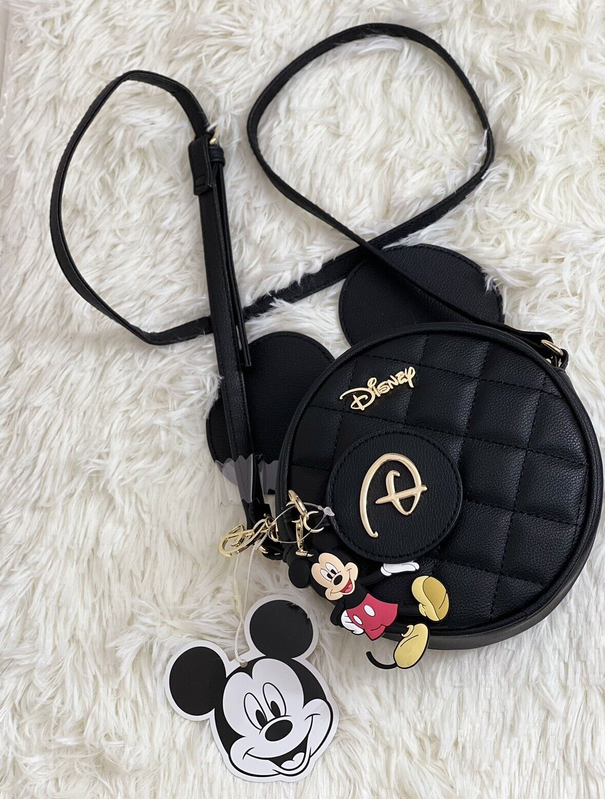 Disney Mickey Mouse Ears Round Crossbody Purse Bag with Charms Primark NWT